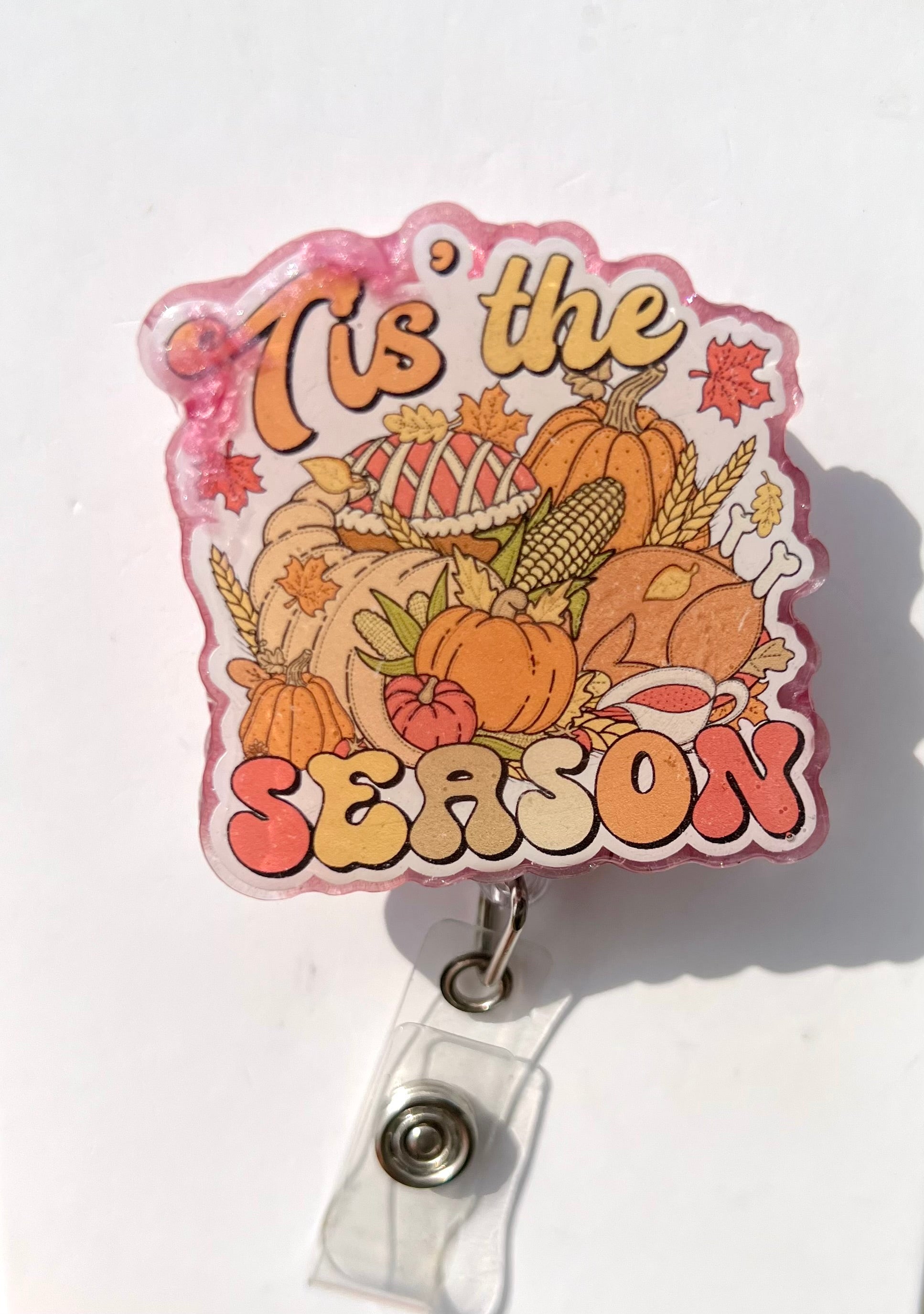 Thanksgiving themed interchangeable badge reel
